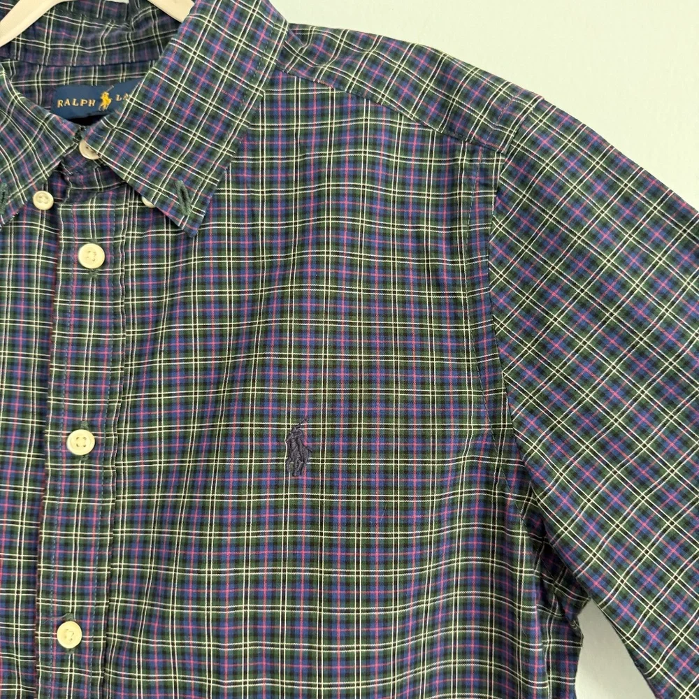 Ralph Lauren Boys Long Sleeve Plaid Cotton Logo‎ Shirt Size L(14/16)